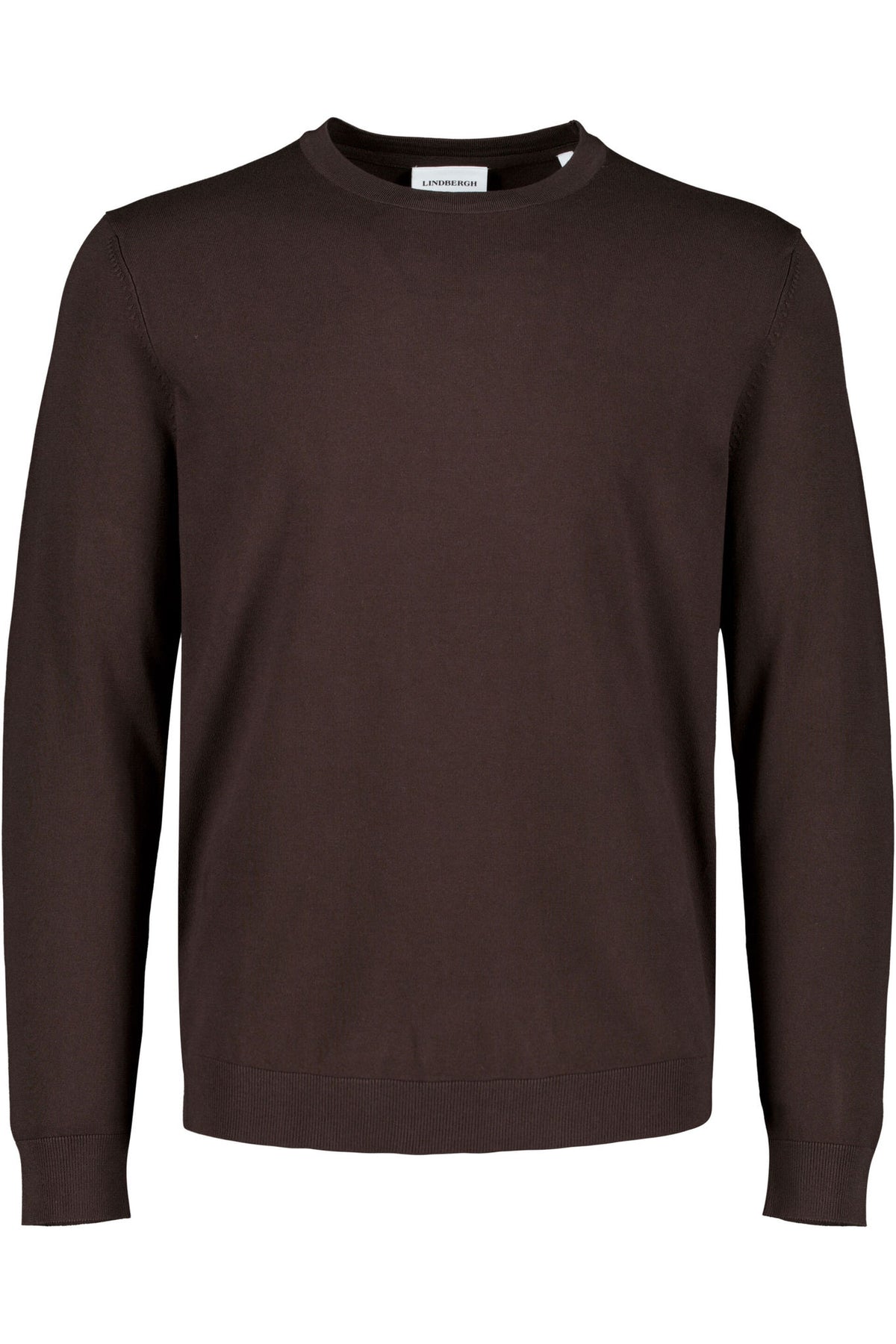 Lindbergh Soft Viscose Blend O-Neck Knit – Dark Brown
