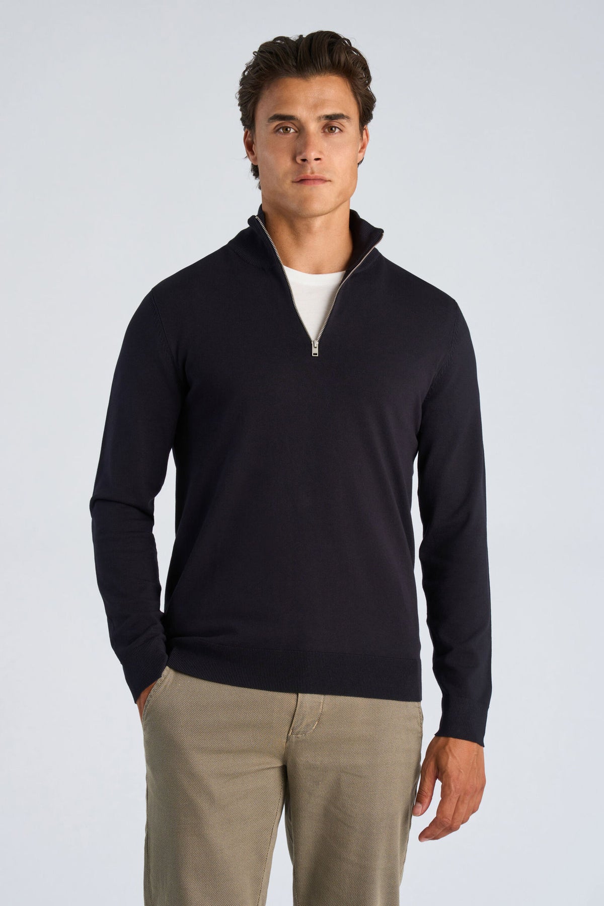 Lindbergh Soft Viscose Blend Half Zip – Navy Blue
