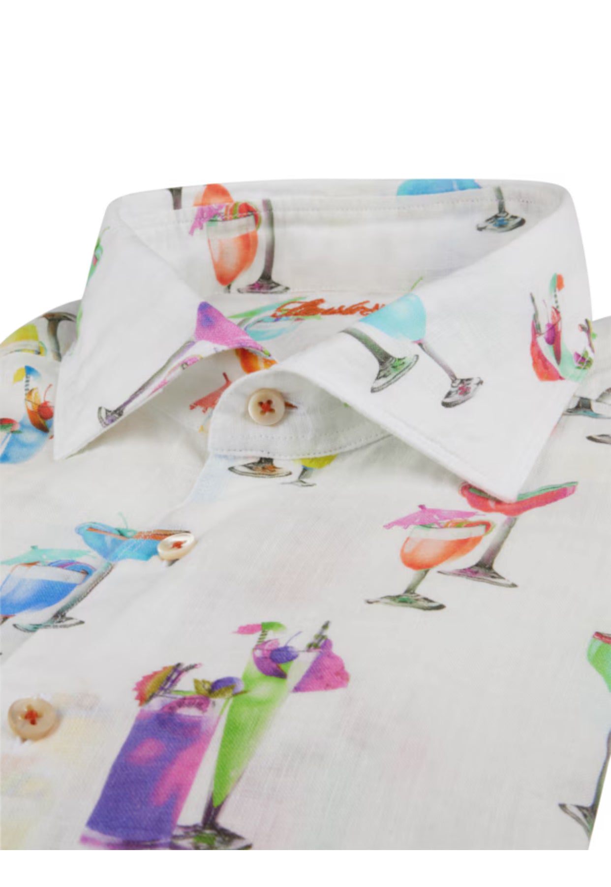 Patterned linen shirt slimline