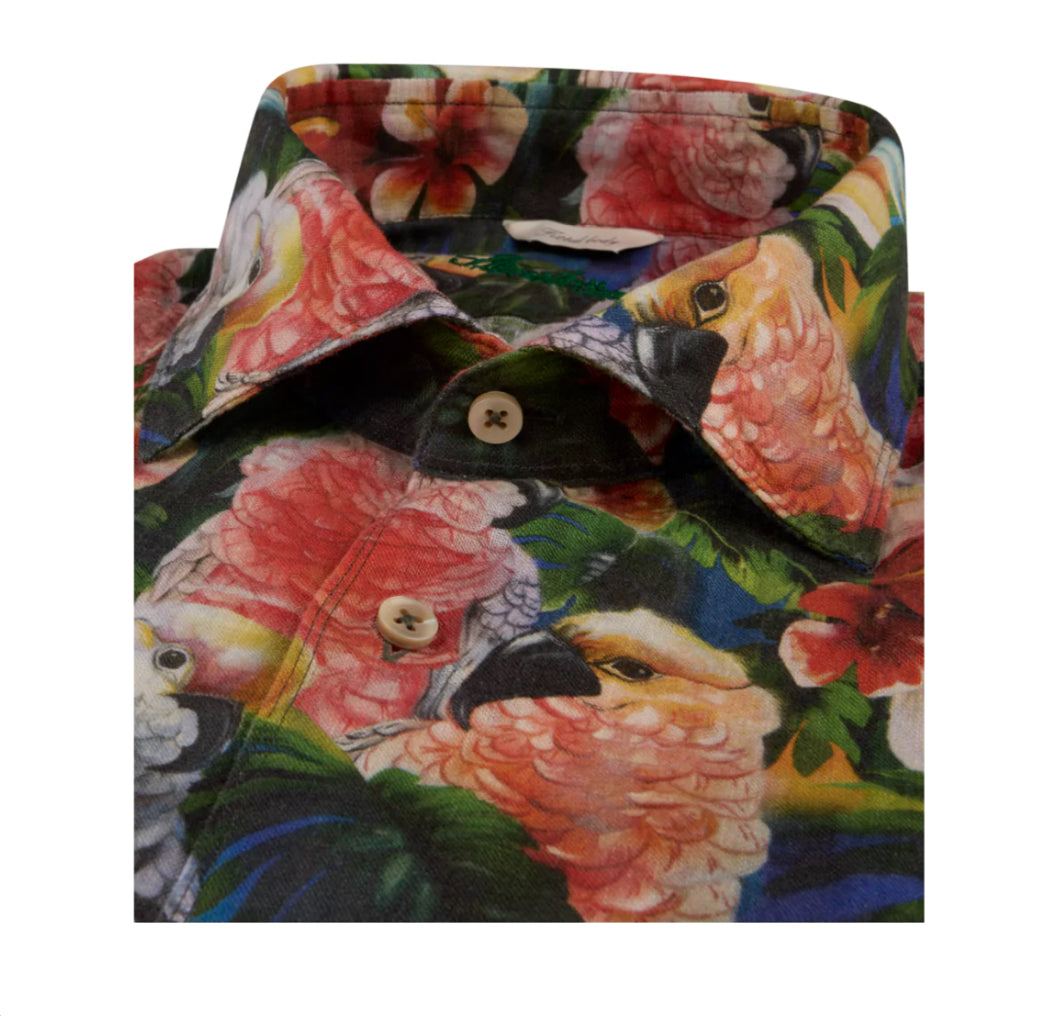 LIGHT RED PATTERN- Linneskjorta