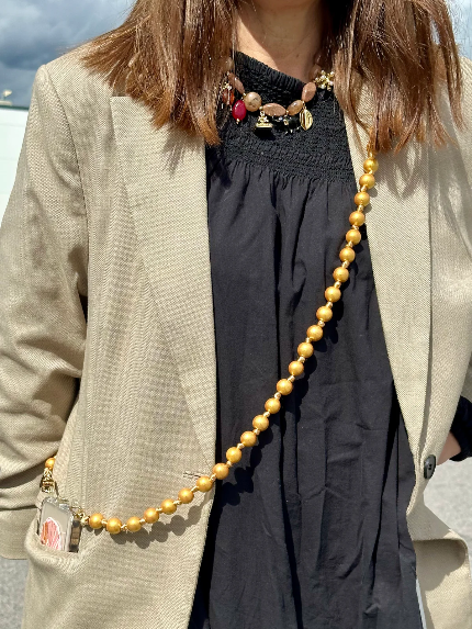 Olivia Wood Phone strap gold - In SUNNY MOOD