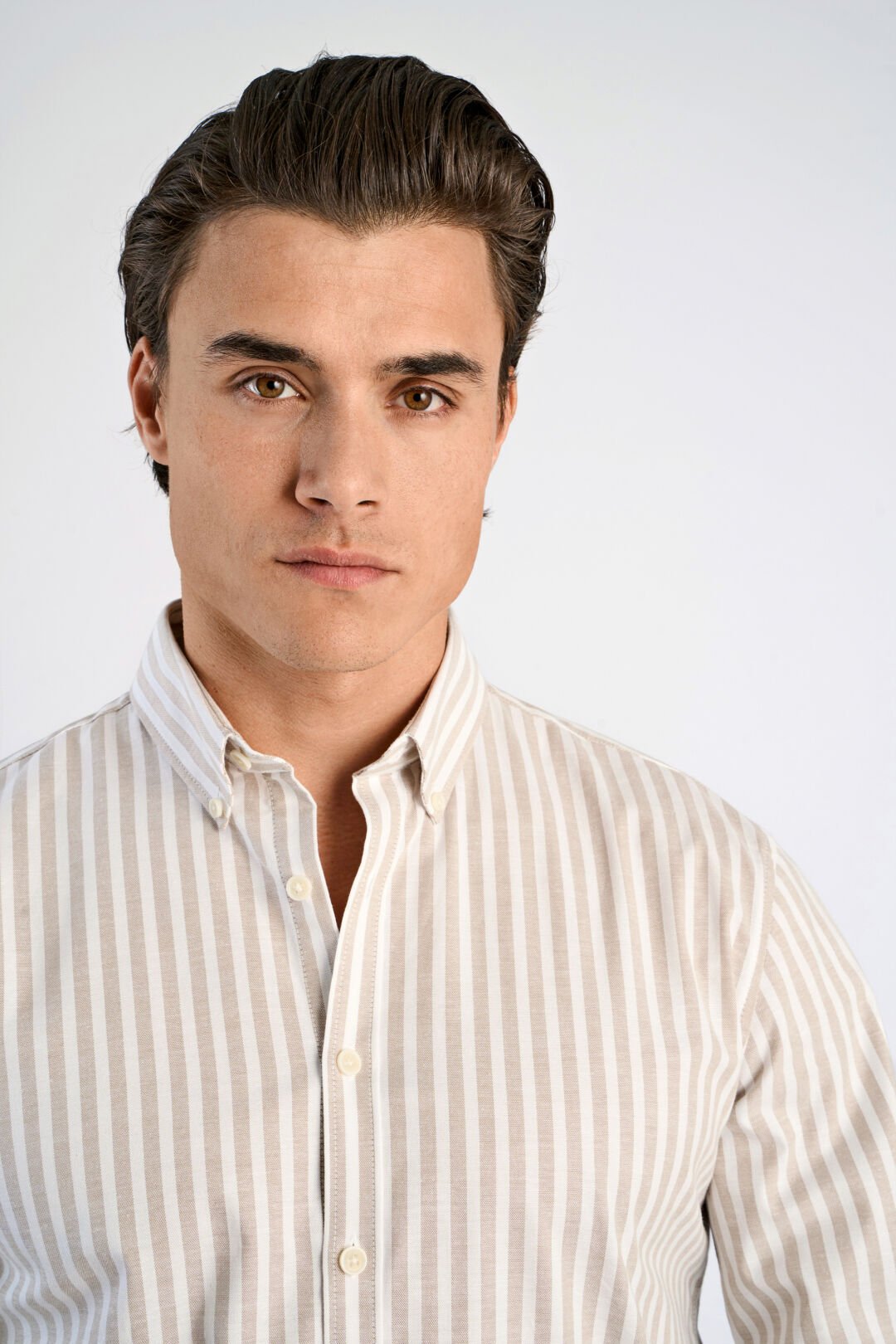 Oxford Skjorta beige randig