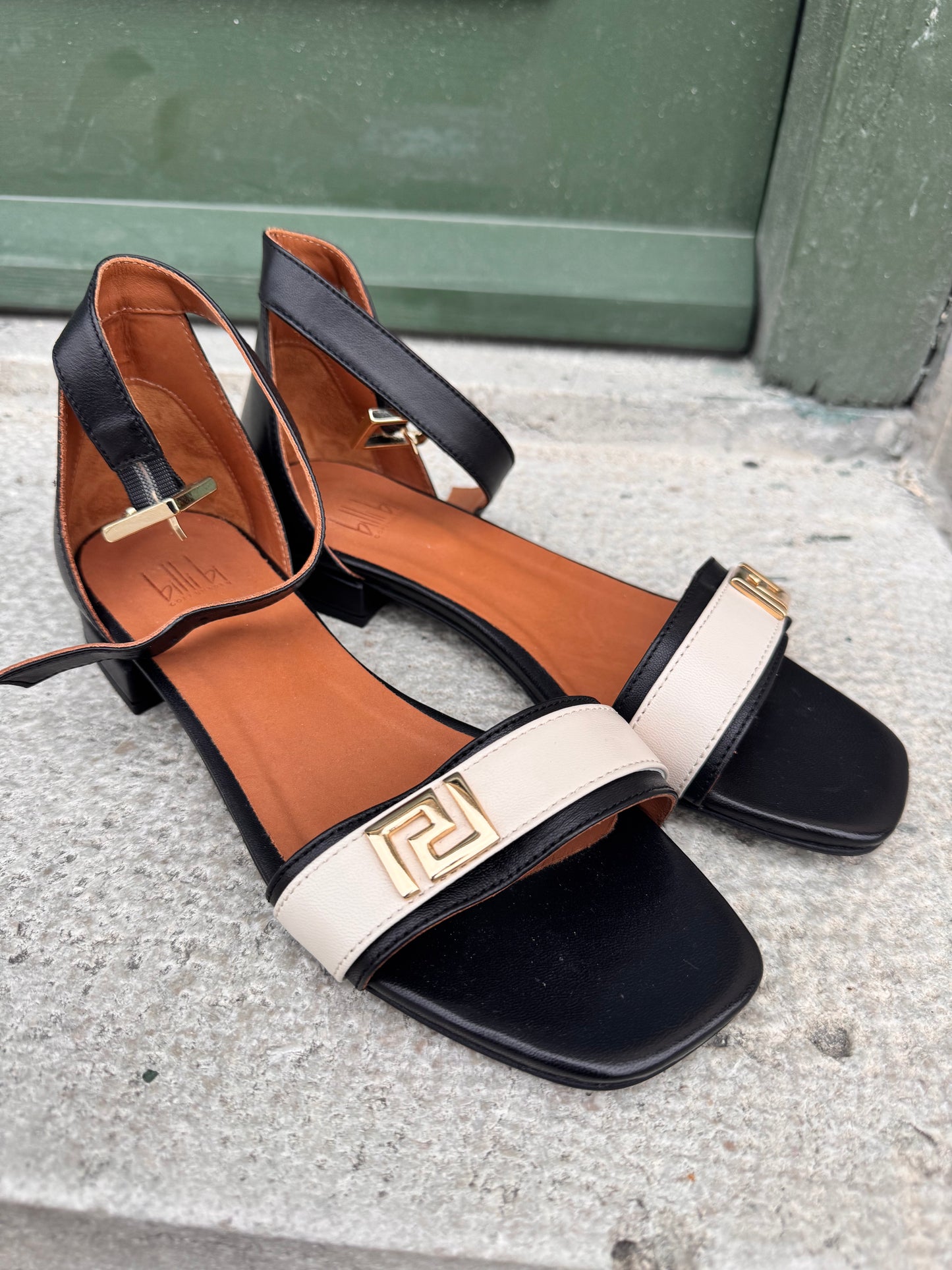 Black Nappa cream sandal