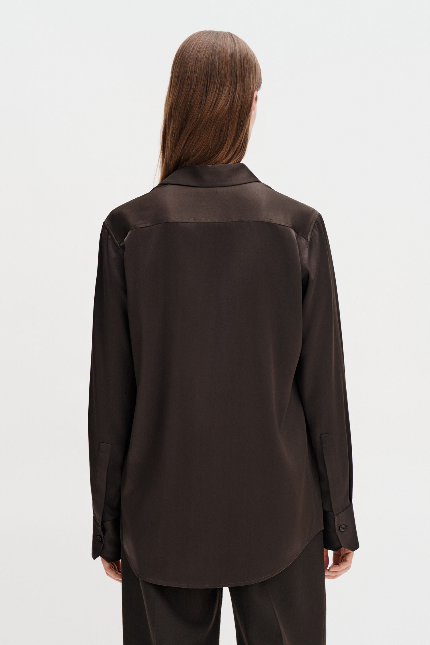 Filippa K Stretch Cotton Polo T-shirt – Dark Chocolate