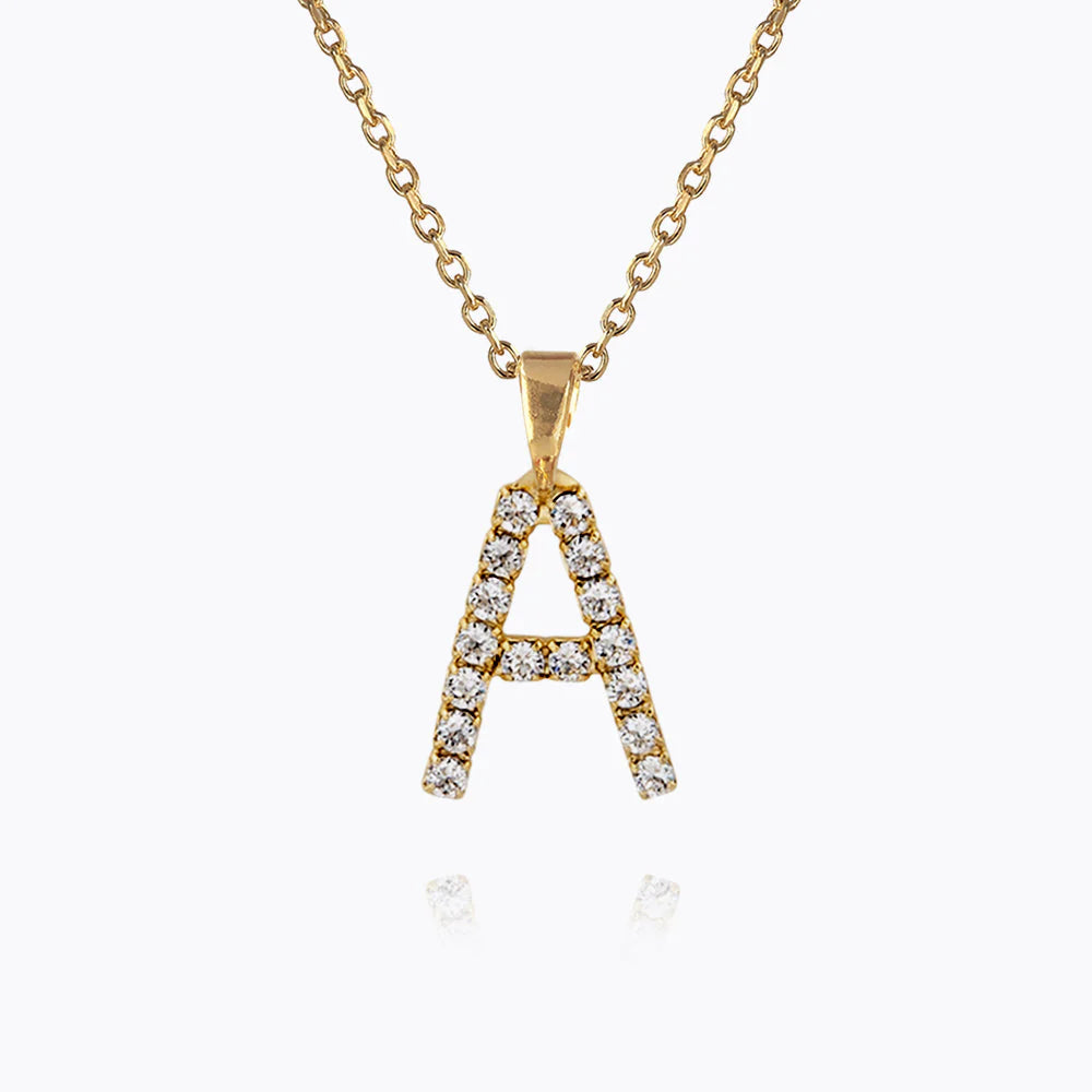 Mini Letter Necklace A / Crystal