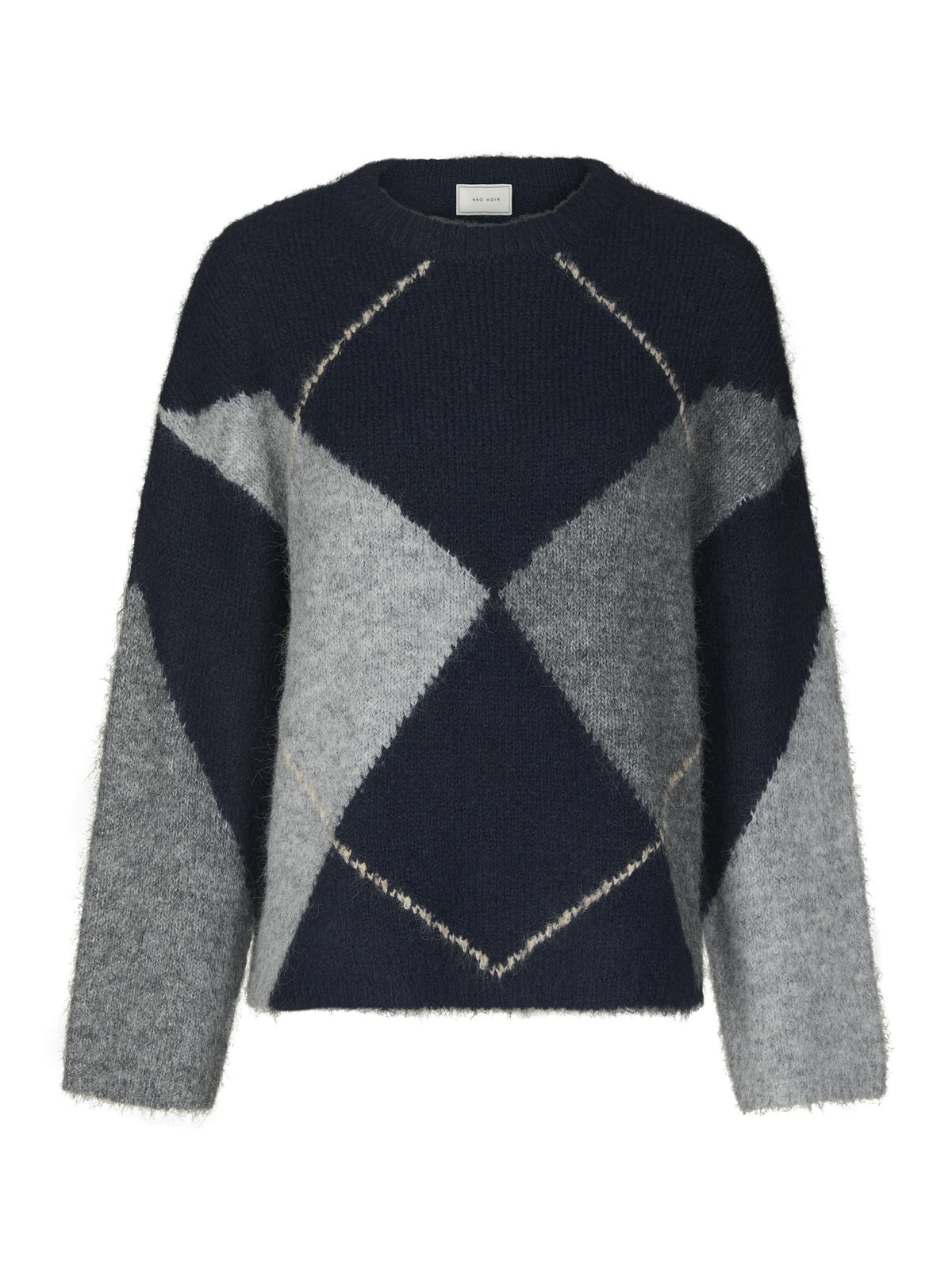Neo Noir – Inga Check Fluff Knit – Navy