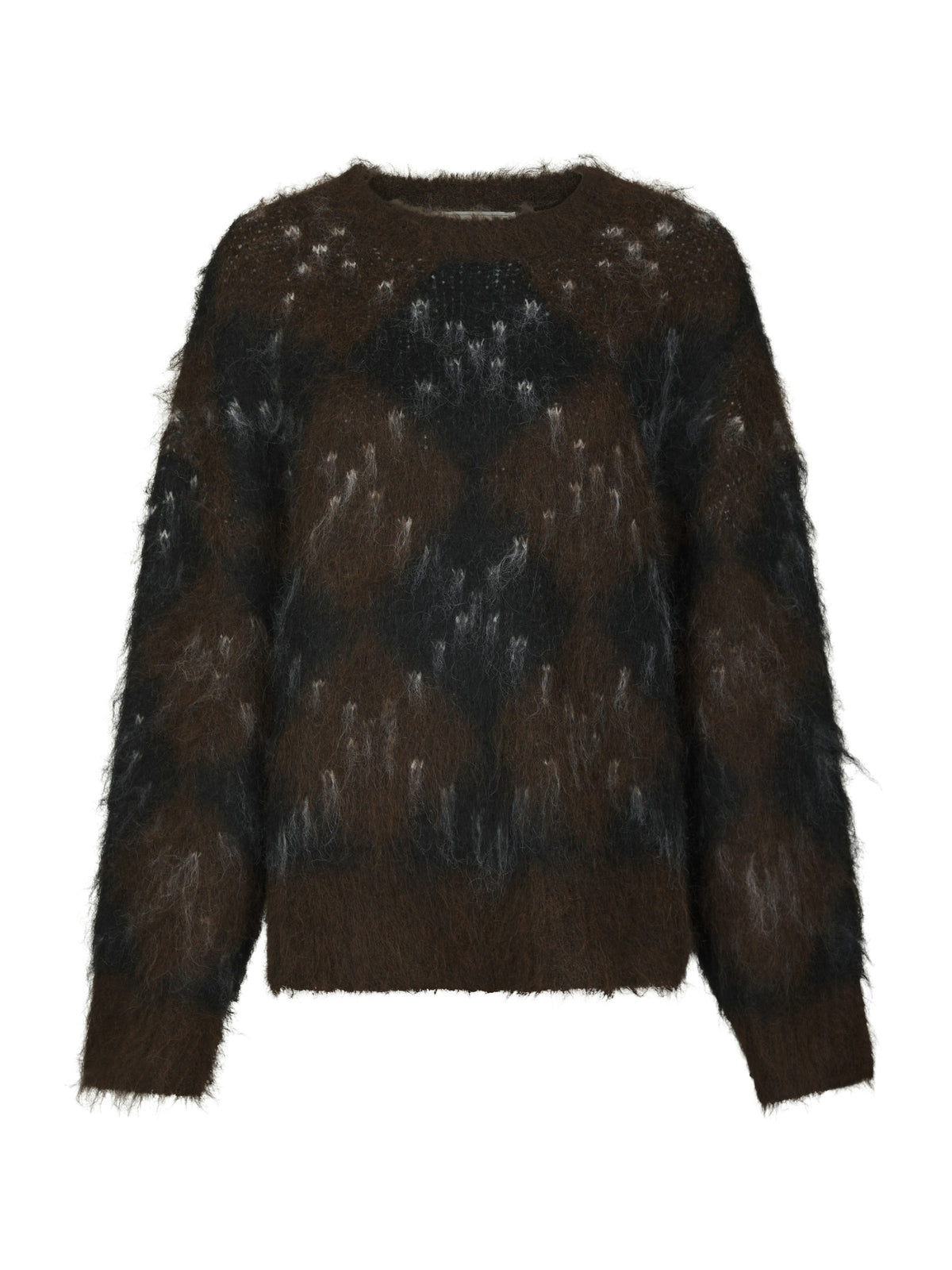 Neo Noir – Roeme Check Fluffy Knit – Dark Brown