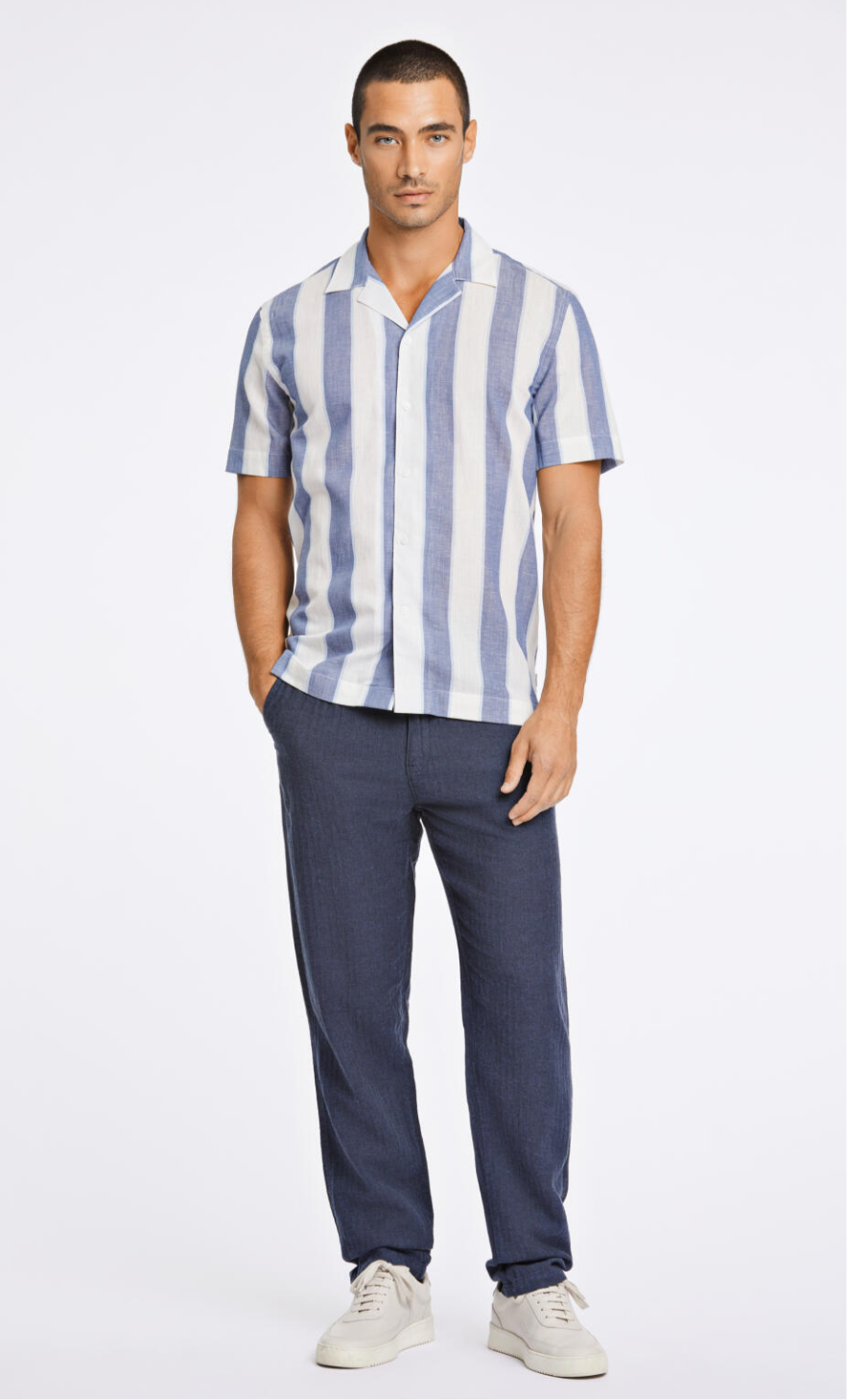 Linneskjorta relaxed fit striped