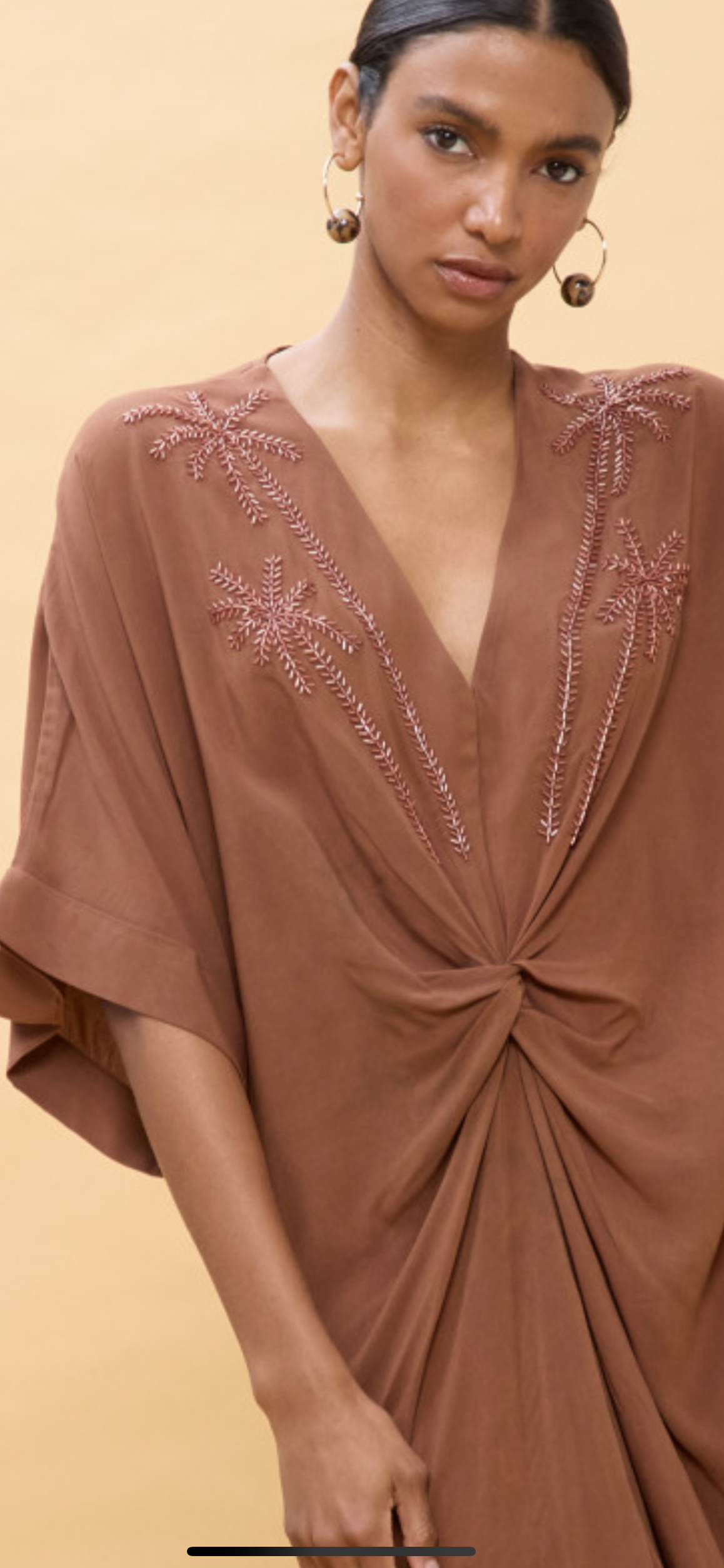 Lola casedemunt Knotted linen midi dress Brown