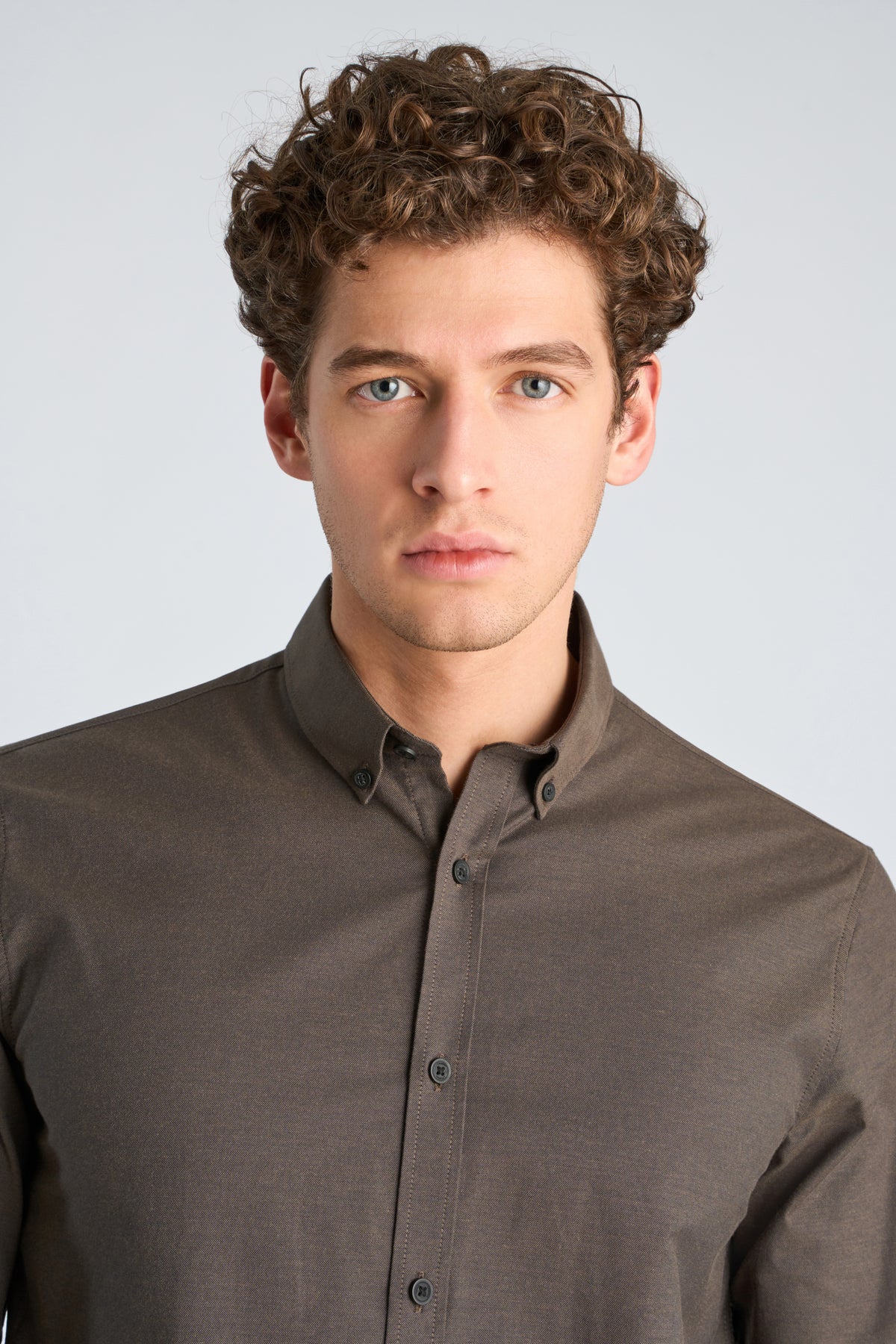 Lindbergh Oxford Superflex Shirt – DK Brown Mix