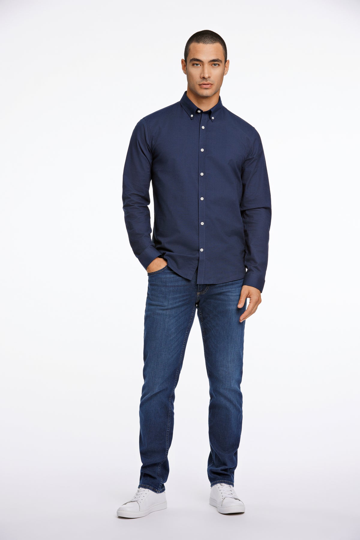Lindbergh Oxford Superflex Shirt – Navy Mix