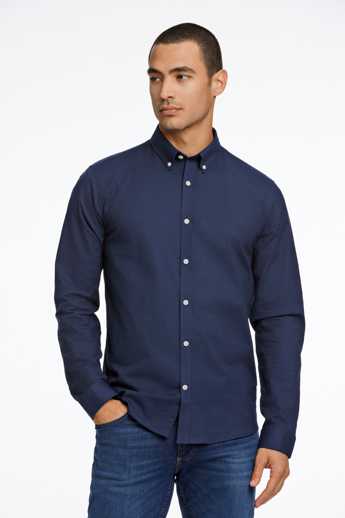 Lindbergh Oxford Superflex Shirt – Navy Mix
