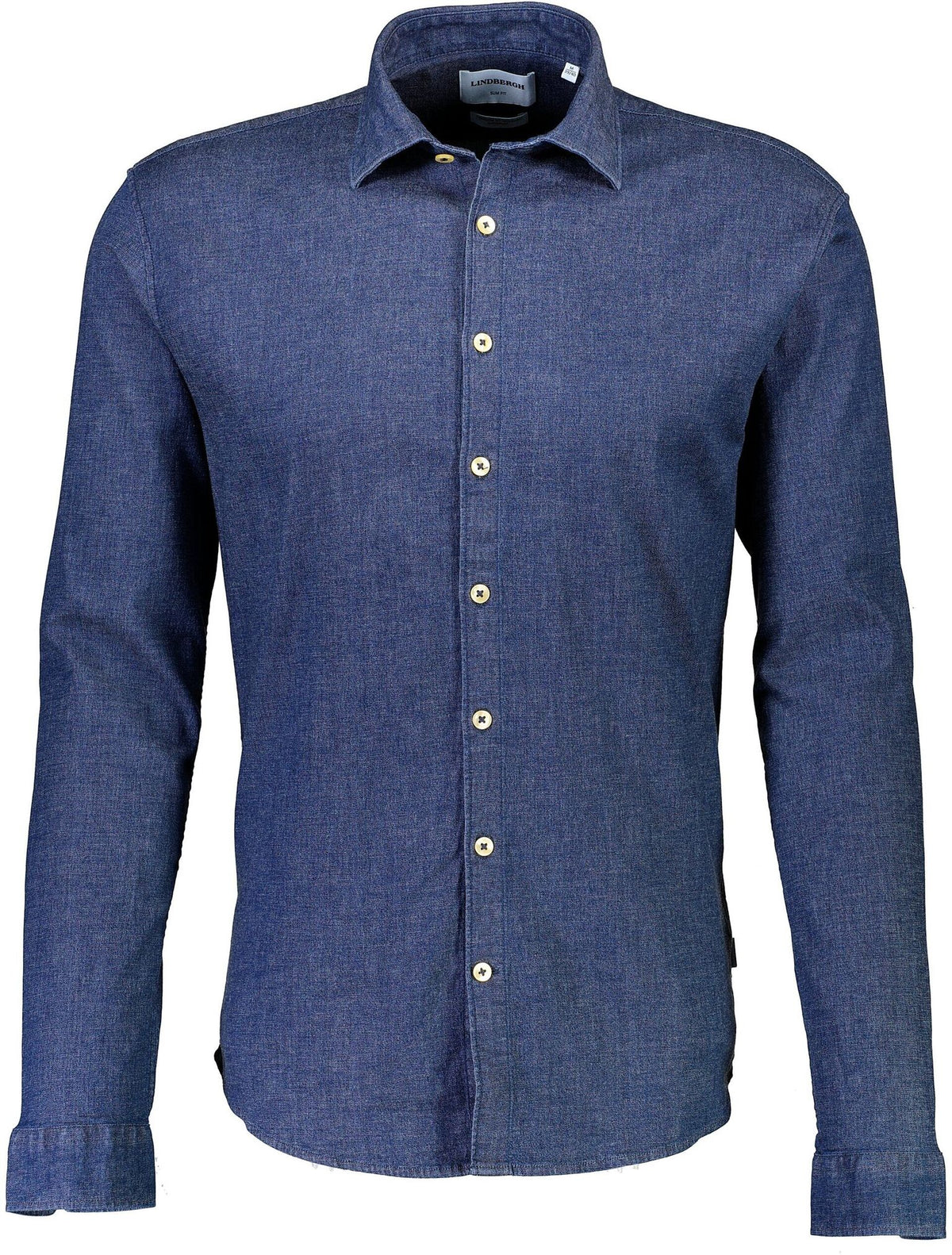 Lindbergh- Soft indigo stretch shirt L/S – Mid Blue