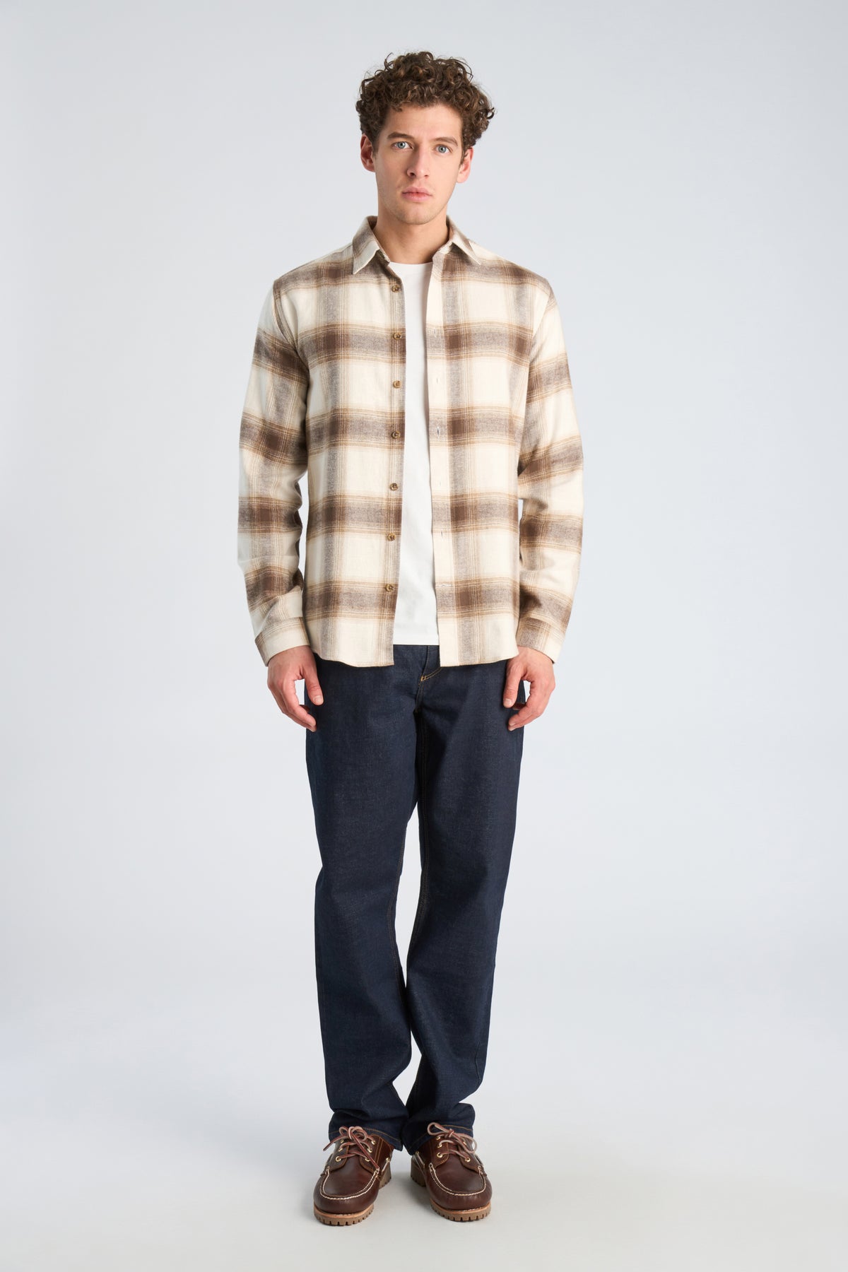 Lindbergh- Heavy checked twill shirt L/S – Ivory