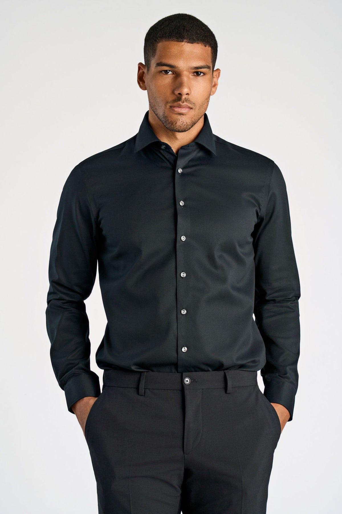 Lindbergh Plain Fine Twill Shirt – Black