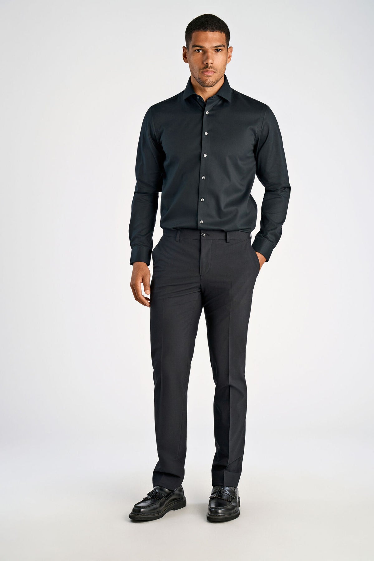 Lindbergh Plain Fine Twill Shirt – Black