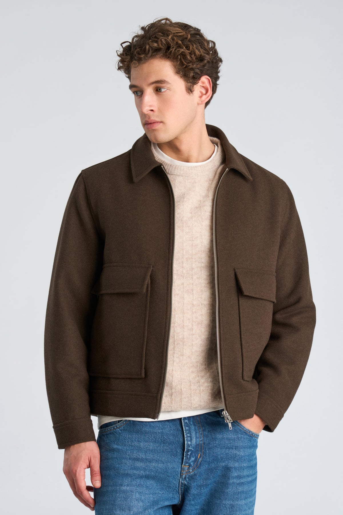 Lindbergh Wool blend jacket – DK Brown Mel