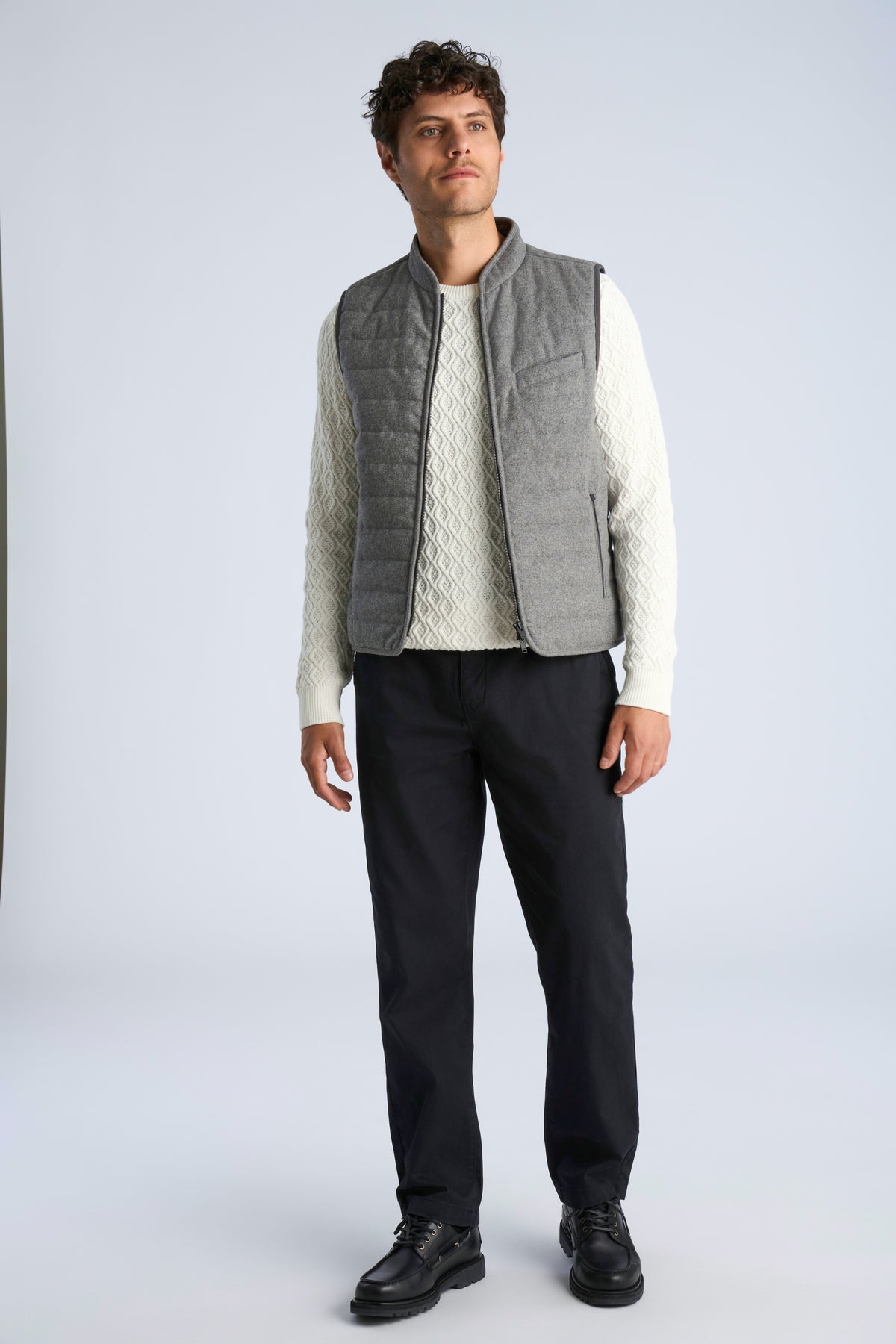 Lindbergh-Light padded zip through vest – Grey Mel