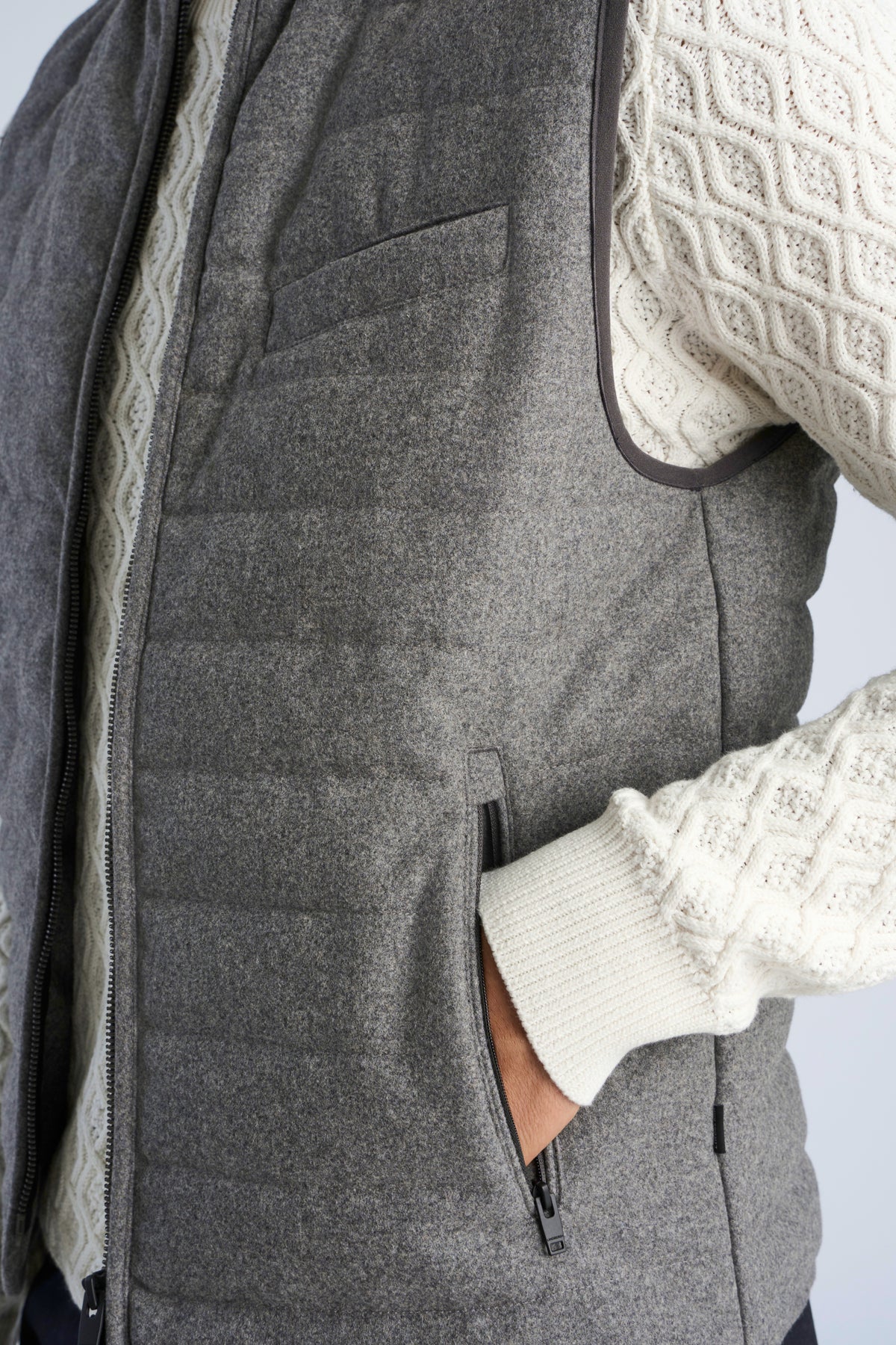 Lindbergh-Light padded zip through vest – Grey Mel