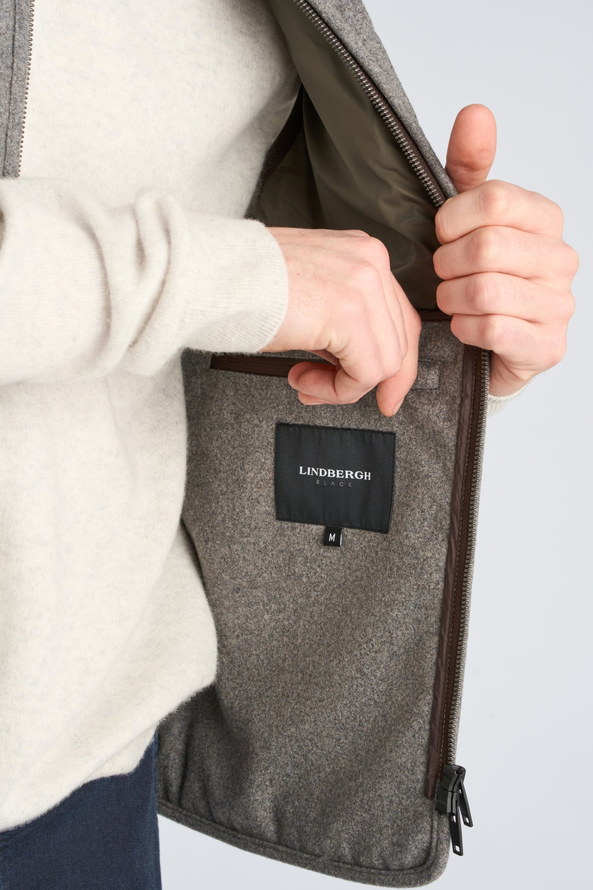 Lindbergh-Light padded zip through vest – Grey Mel