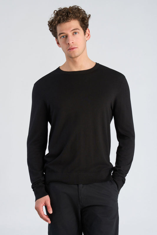 Lindbergh Soft Viscose Blend O-Neck Knit – Black