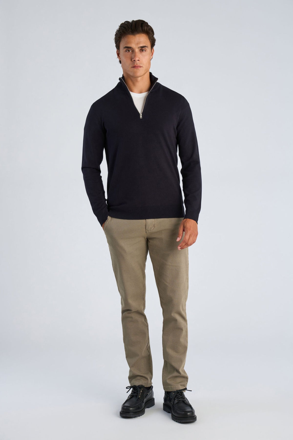 Lindbergh Soft Viscose Blend Half Zip – Navy Blue