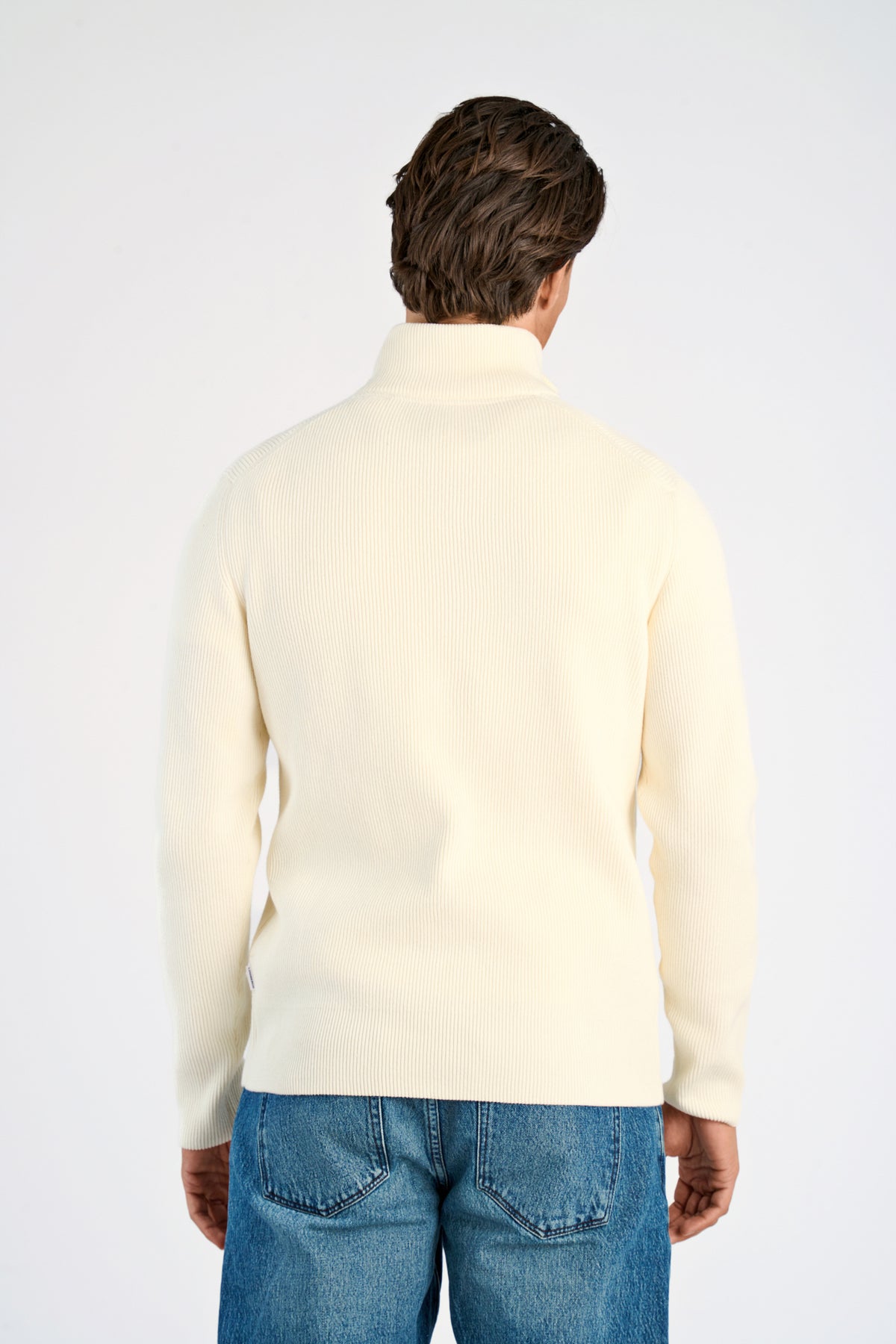 Lindbergh Half zip rib knit – Pearl White