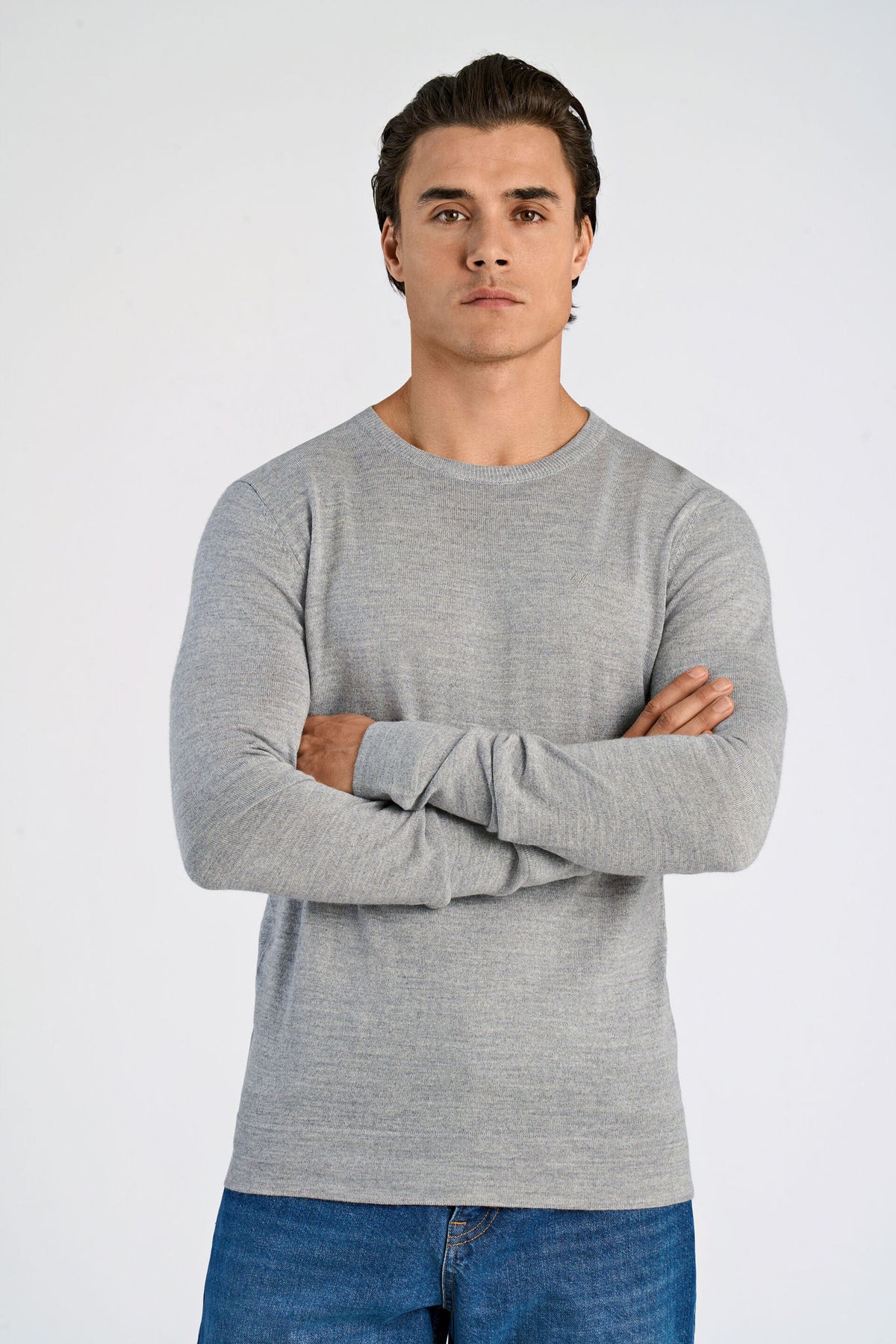 Lindbergh Merino Knit O-Neck – Light Grey