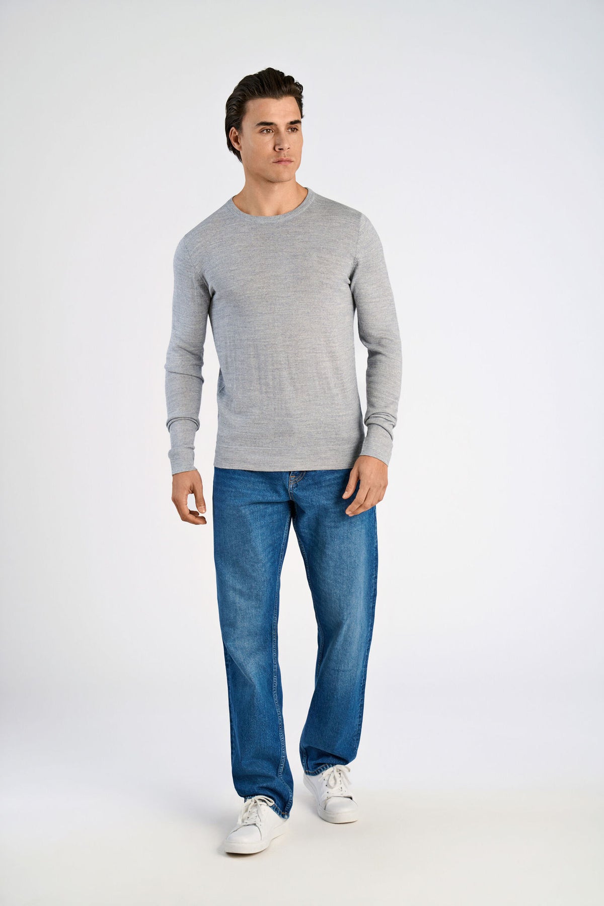 Lindbergh Merino Knit O-Neck – Light Grey