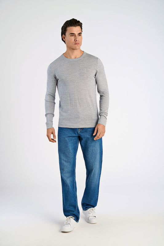 Lindbergh Merino Knit O-Neck – Light Grey