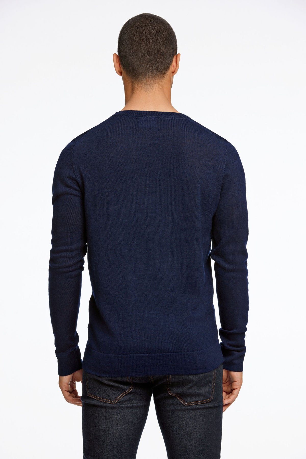 Lindbergh Merino Knit O-Neck – Navy
