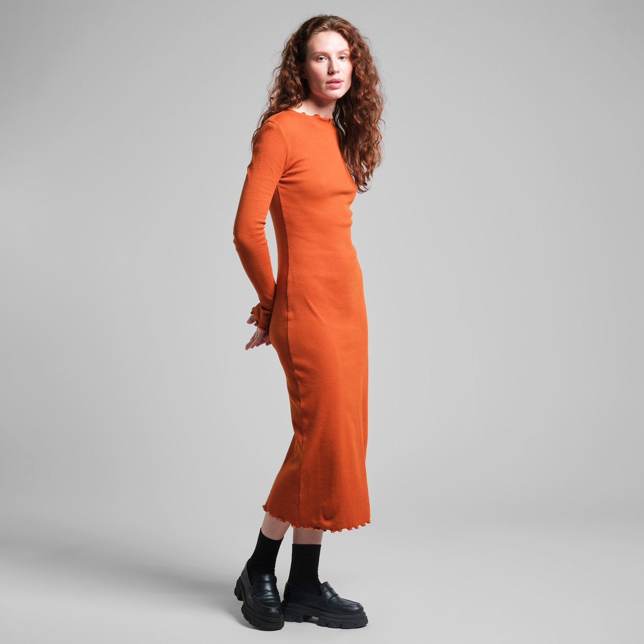 Rib dress Lofta Cinnamon orange