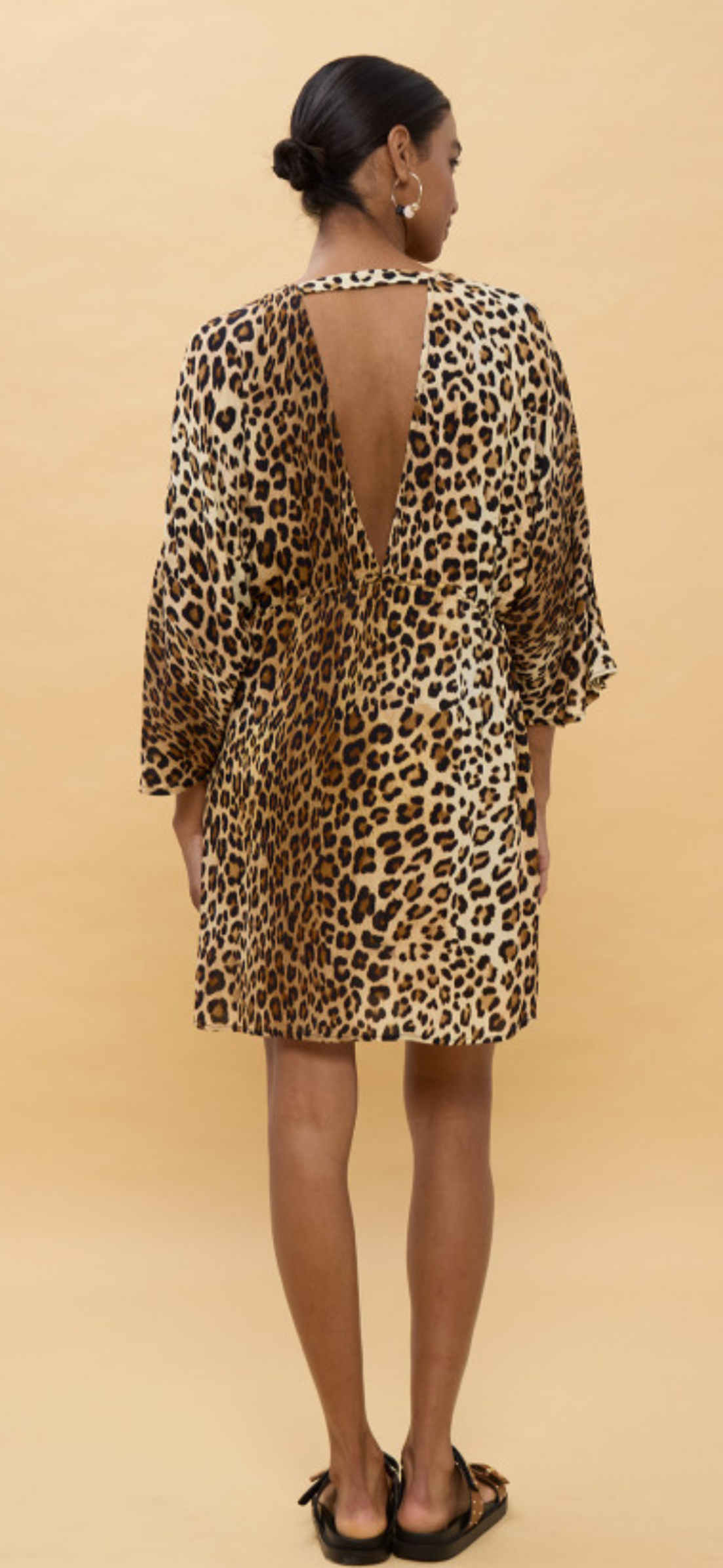 Lola casedemunt  SHORT WIDE SLEEVE ANIMAL PRINT DRESS