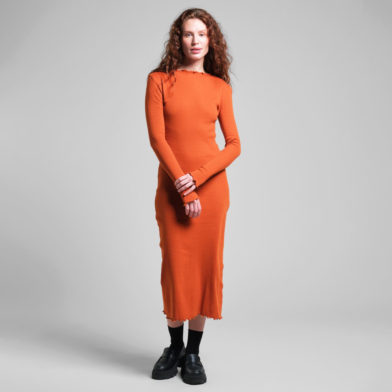 Rib dress Lofta Cinnamon orange