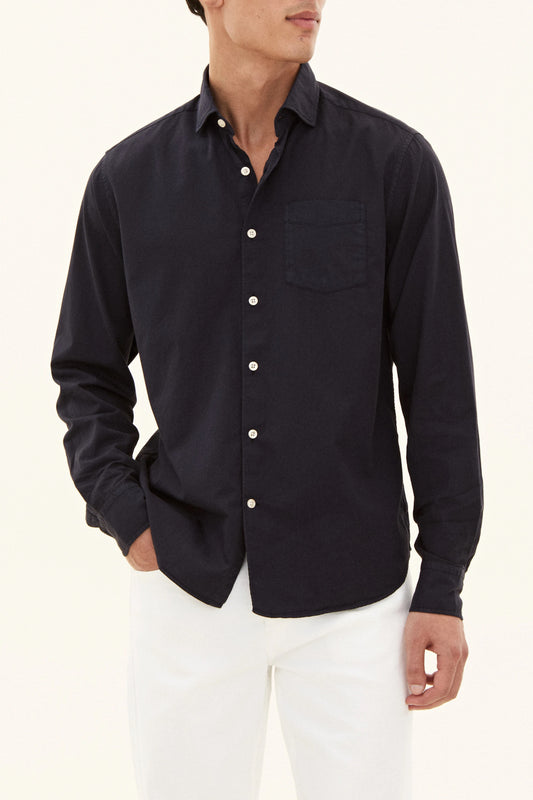 REGULAR FIT TWILL SHIRT WIDE SPREAD COLLAR