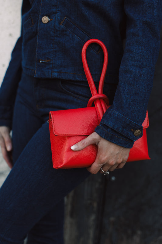 LEATHER BAG "BARLETTA", RED