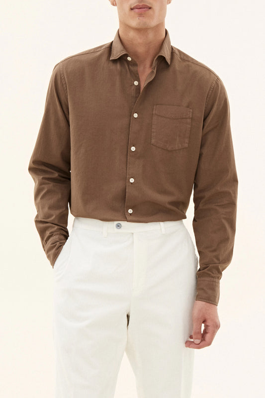 Regular Fit Twill Shirt Wide Spread Collar