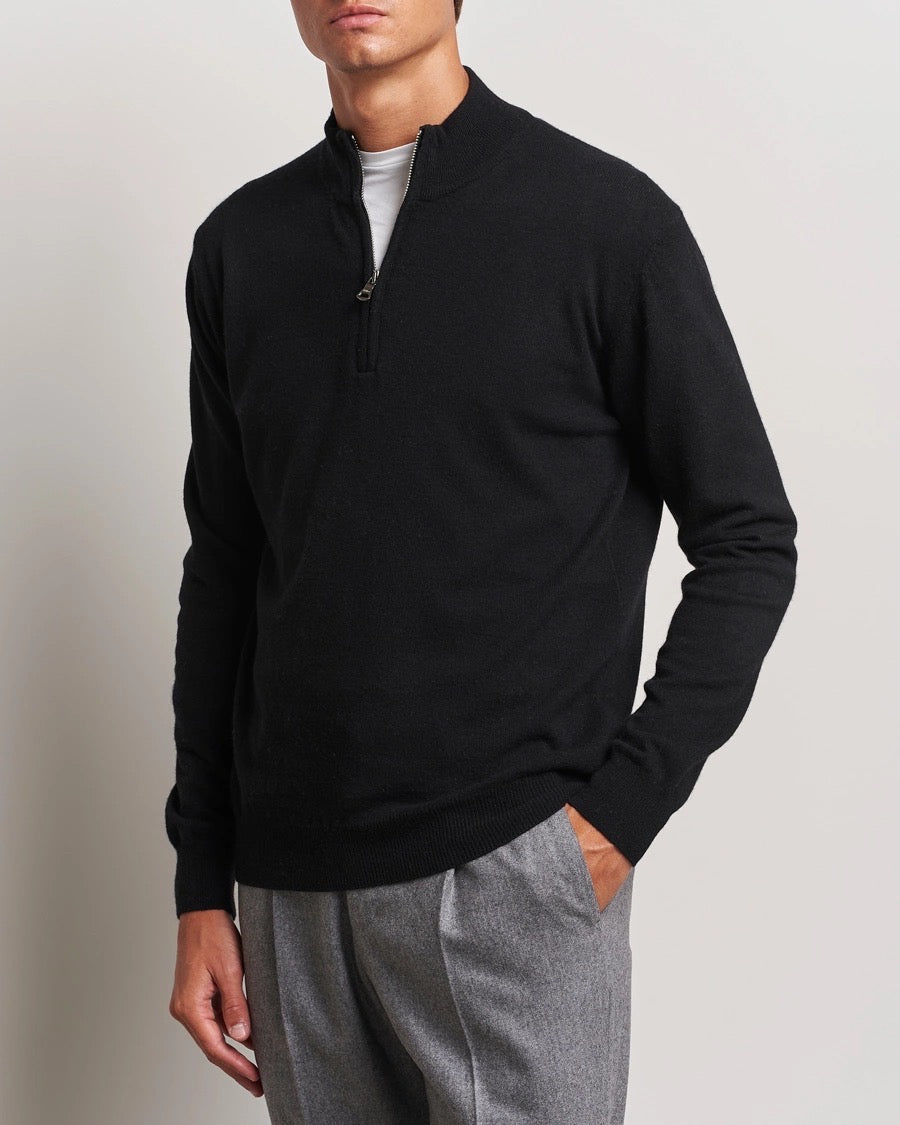 REGULAR FIT HALF ZIP TRÖJA ULL-KASHMIR