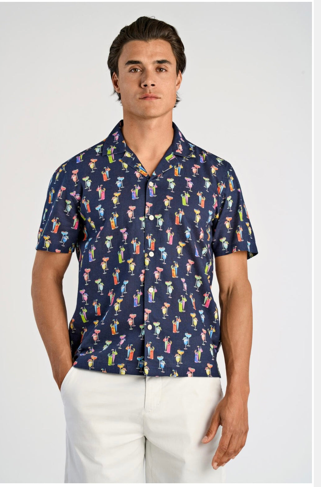 Lindbergh Linneskjorta drink navy