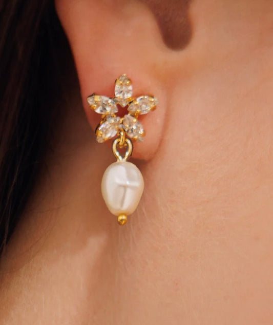 Emmy Earrings / Pearl + Crystal