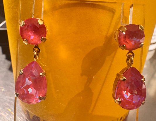 Mini Drop Earrings / Crystal pink delight