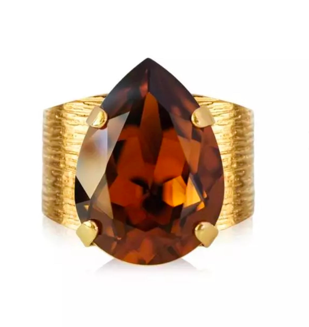 Classic Drop Ring Smoked Topaz