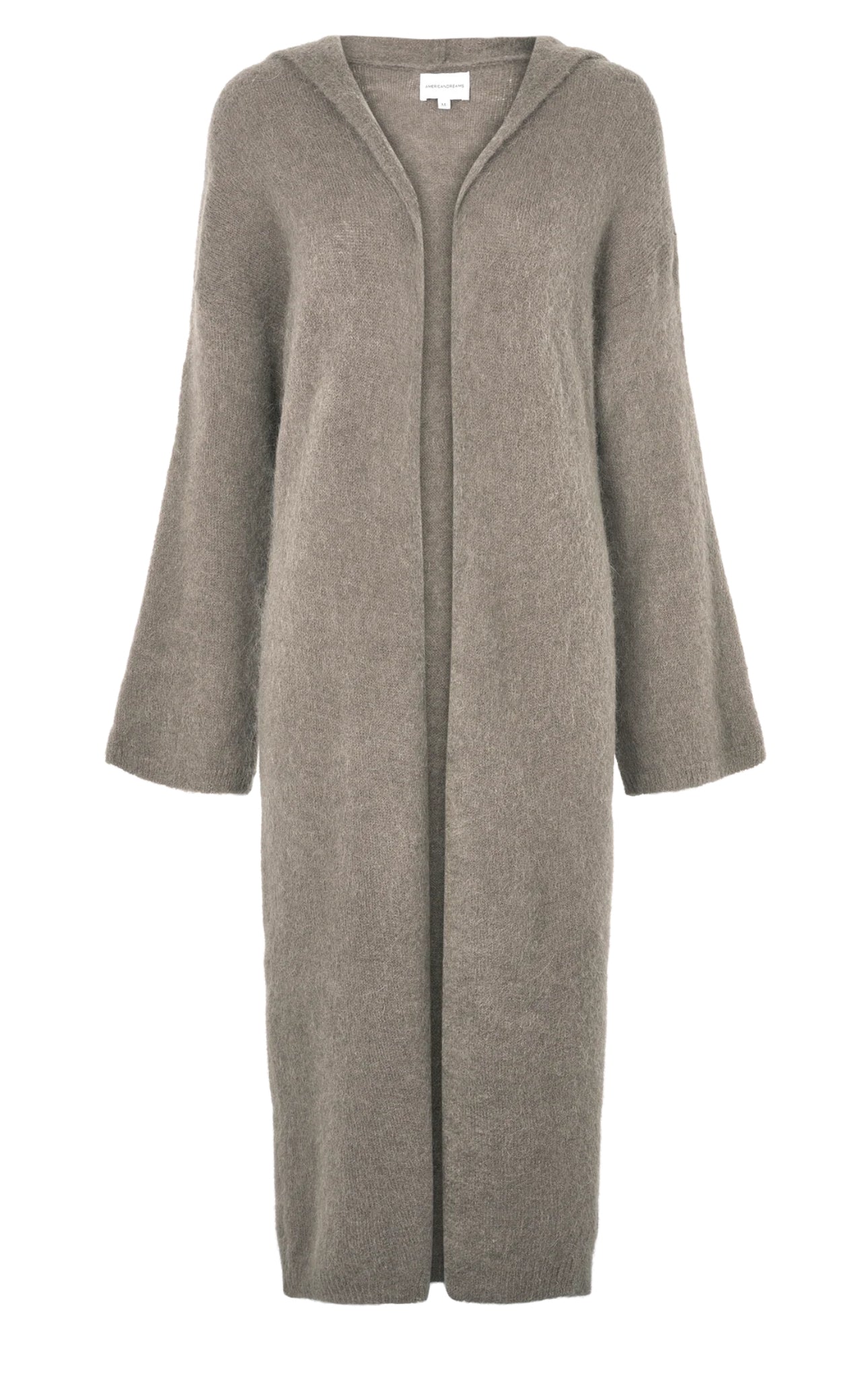 June Long Alpaca Cardigan With Hood Light Taupe