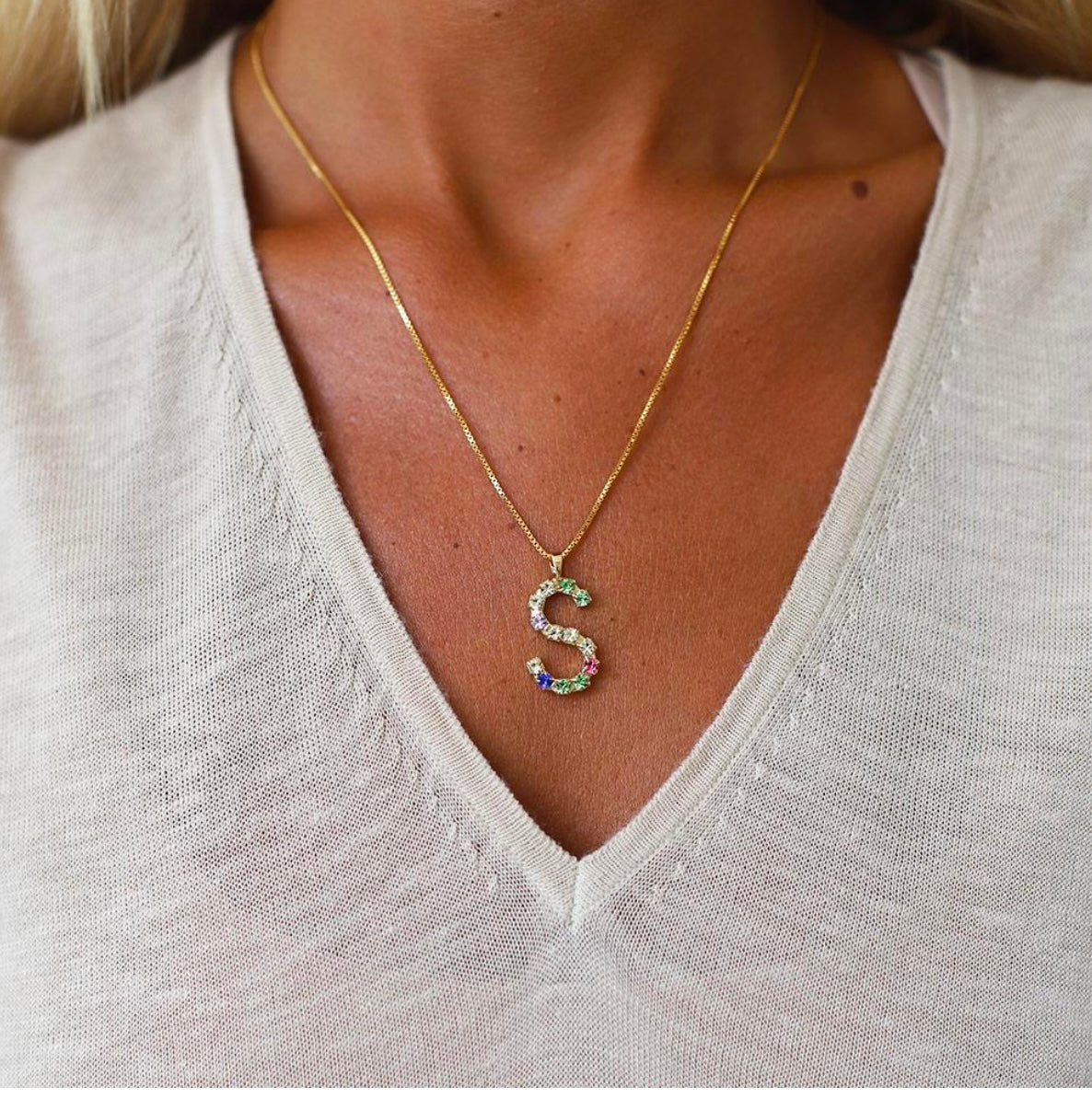 Letter Necklace S / Rainbow Combo