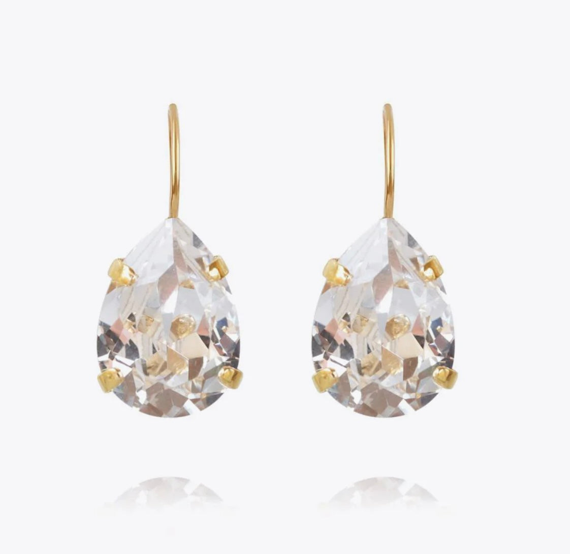 Mini Drop Clasp Earrings / Crystal