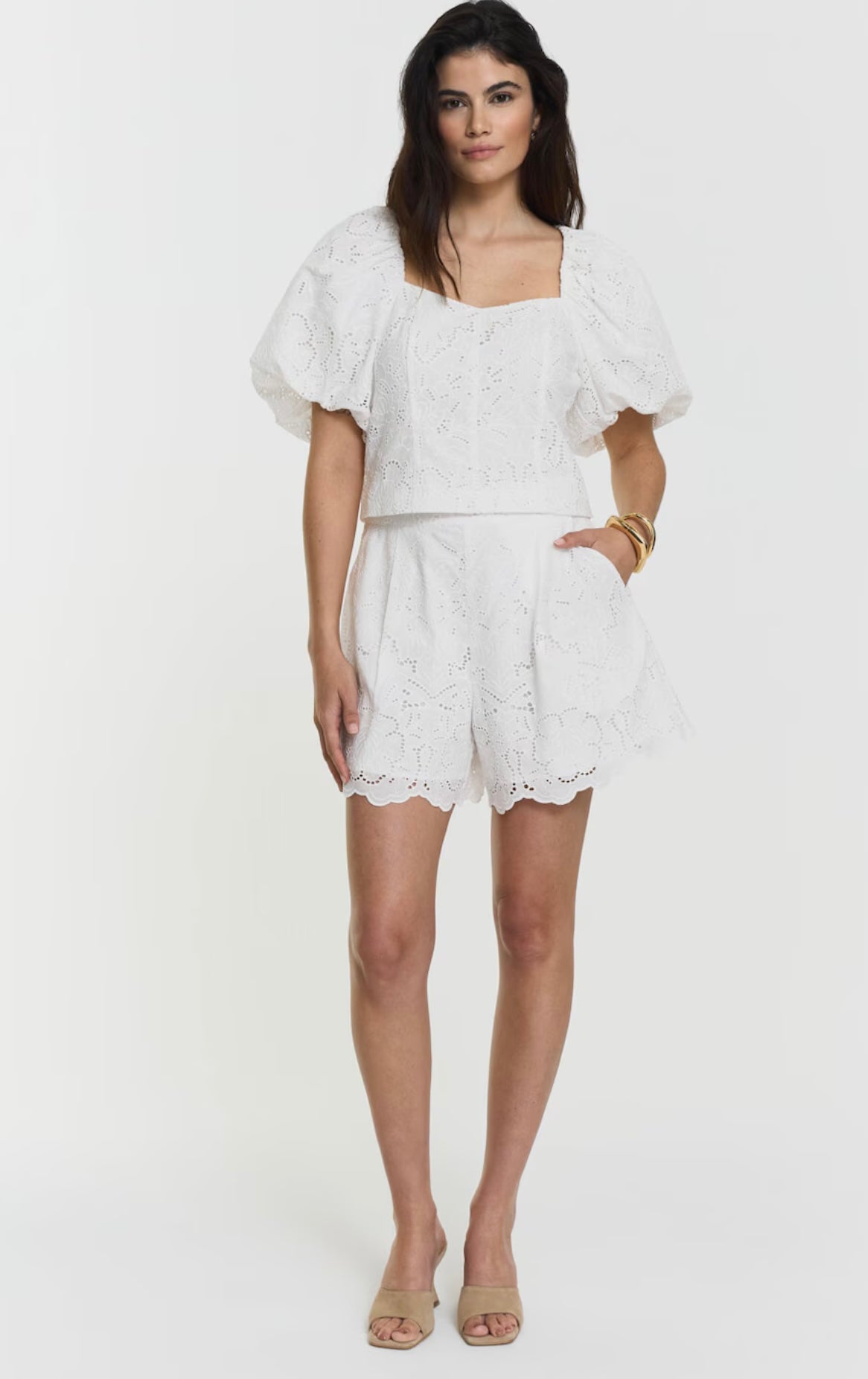 Twist & Tango Meira Broderie Shorts White