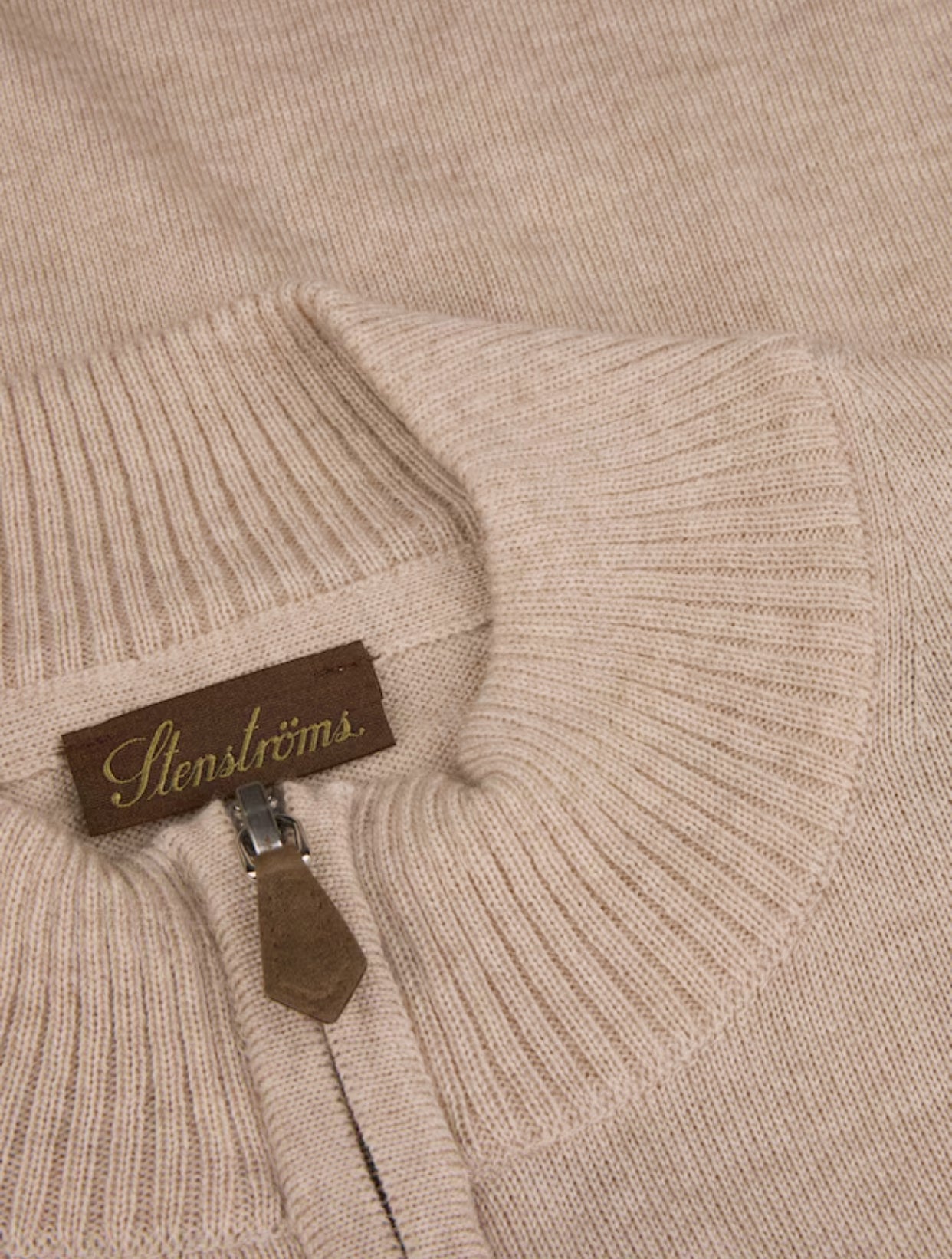 Merinoulltröja half zip Light beige