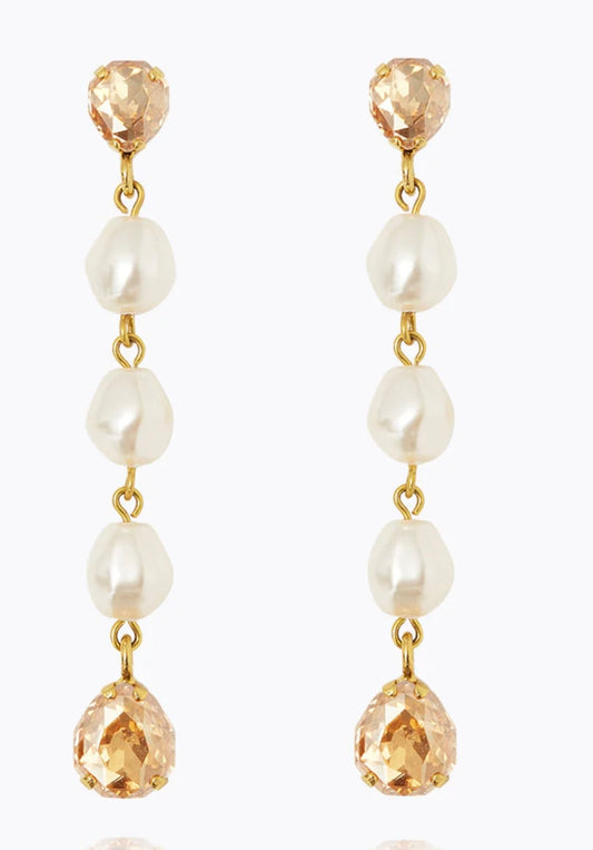 Paloma Earrings / Pearl + Golden Shadow