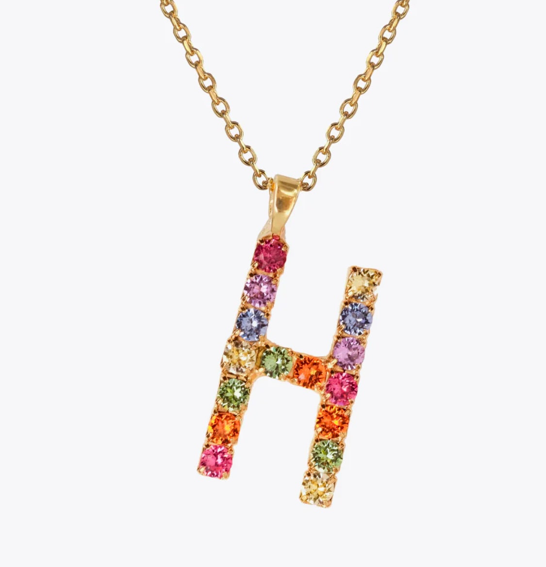 Letter Necklace H / Rainbow Combo