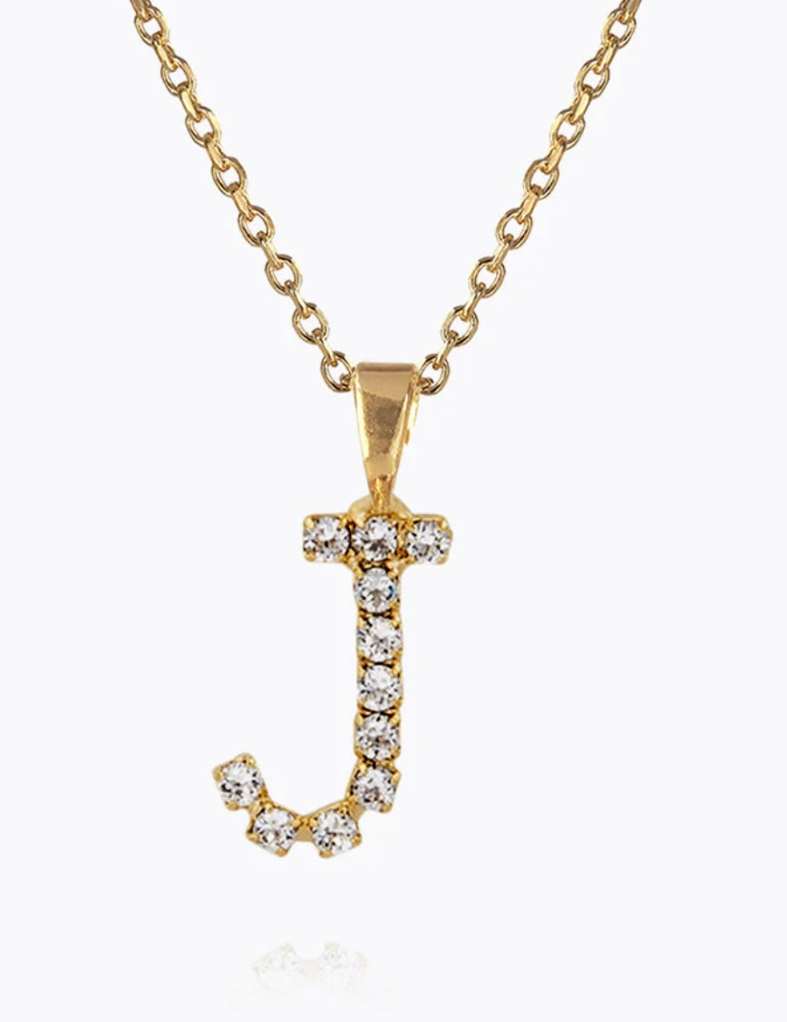 Caroline Svedbom Mini Letter Necklace J / Crystal